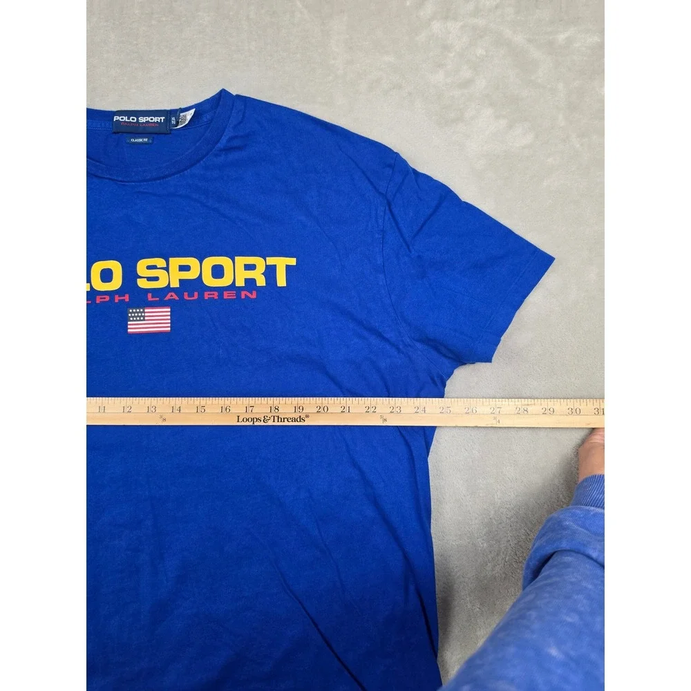 Polo Sport Ralph Lauren T-Shirt Mens XL Blue Graphic Classic Fit Faded